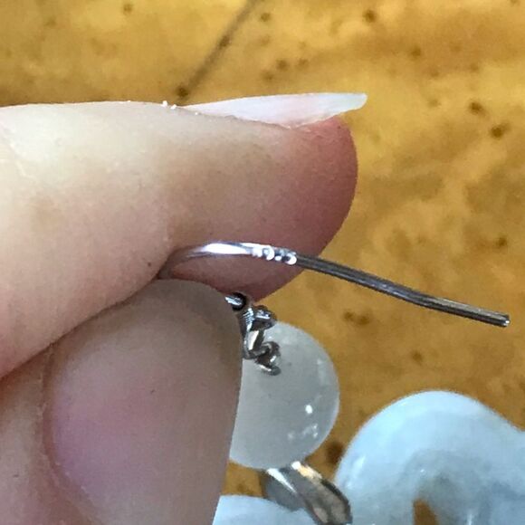 Natural White Jade Sterling Silver Earrings - Picture 4 of 6